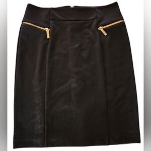 Michael Kors Black Pencil Skirt with Gold Zipper Accents.